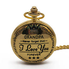 Grandpa customized retro golden best gift birthday gift quartz pocket watch pendant necklace necklace mens ladies birthday gift 2024 - buy cheap