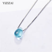 YIZIZAI Blue Artificial Crystal Silver Plated Necklace Korean Simple Temperament Water Drop Pendant Necklace For Women 2024 - buy cheap