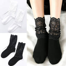 Lace Socks Women Sheer Sexy Frilly Mesh Slouch Transparent Fishnet Black White Ruffle Lolita Ladies Dress Crew Sock 2024 - buy cheap