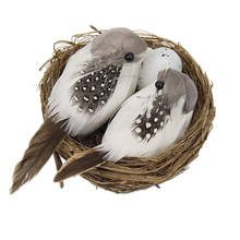 Dois pássaros artificiais pequenos, ninho e espuma de pássaros e ovo de pássaro para decoração de árvore de mesa de jardim, suprimento de bar de café 2024 - compre barato