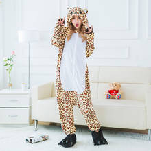 Autumn and winter adult cartoon one-piece pajamas sexy onesie women leopard bear animal woman sleeping clothes cosplay sleepwear 2024 - buy cheap