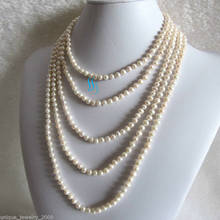 Collar de perlas blancas de agua dulce, 100 ", 5-6mm, hebras redondas cultivadas 2024 - compra barato