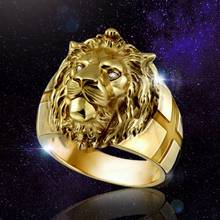 Golden Lion Head Ring Stainless Steel Cool Boy Band Party Lion Ring Domineering Men's Ring Golden Lion Head Ring Unisex Jewelry 2024 - buy cheap