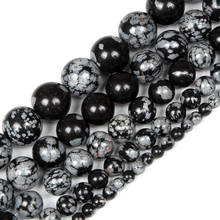 Contas de pedra natural redondas 4-12mm, macias, soltas, preto, flocos de nece, contas para fazer joias, faça você mesmo, pulseira, colar, artesanal 2024 - compre barato