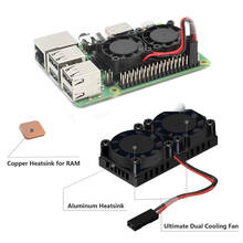 Кулер с двойным вентилятором, Опциональная версия, радиатор с двойными вентиляторами охлаждения для Raspberry Pi 3 B Plus / 3 B 2024 - купить недорого