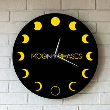 Icono de astronomía, reloj de pared grande de acrílico, con diseño de astrología, sombra de luz de luna, decoración de fases de Eclipse amarillo 2024 - compra barato