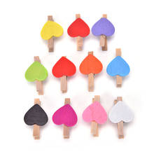 20Pcs Mini Love Heart Shape Wooden Clothespin Office Supplies Craft Clips DIY Clothes Paper Peg Clothespin 3.5*0.7cm 2024 - buy cheap
