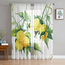 Lemon Watercolor Leaves Sheer Curtains for Living Room Bedroom Tulle Window Drapes for Kitchen Decoration 2024 - buy cheap