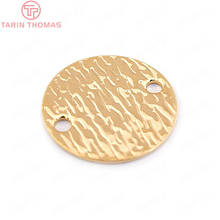 10PCS 16MM 24K Gold Color Brass Striped 2 Holes Round Disk Charms High Quality Diy Jewelry Findings Accessories wholesale 2024 - buy cheap
