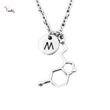 Serotonin Necklace Chemistry Jewelry Chemist Necklace Happiness Necklace Depression Gift Biochemistry Molecule Science 2024 - buy cheap