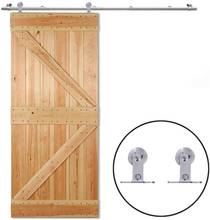 Gifsin-Puerta Corredera de madera en forma de T, Kit de herrajes para Puerta individual, de acero inoxidable plateado, 4-9,6 pies 2024 - compra barato