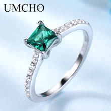 Umcho-anel feminino com pedras preciosas, verde esmeralda, prata esterlina 925, presente romântico, joias finas 2024 - compre barato