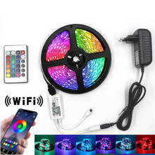 Tira de luces LED con WIFI, 5M, 10M, 15M, RGB, 2835 SMD, cinta Flexible de diodo impermeable, CC de 12V, IR24, Control por Bluetooth 2024 - compra barato