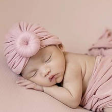 Accesorios de sombrero para bebé niña, turbante, gorra de cobertura de cabeza, gorro de algodón sólido para niño pequeño, gorros, sombreros para niña, accesorios de fotografía recién nacido 2024 - compra barato