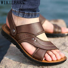 Sandalias de piel auténtica para hombre, zapatos de verano para la playa, de diseñador, erkek ayakkabi calzad 2024 - compra barato