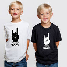 Ropa de manga corta para bebé, Camiseta con estampado de gestos de Rock para niño y niña, camiseta informal para niño, ropa para niño de 1 a 12T 2024 - compra barato