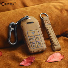 Keyyou-capa inteligente para chave de carro, couro genuíno, 5 botões, sem chave, compatível com volvo s60, s80, v60, xc60, xc70 2024 - compre barato