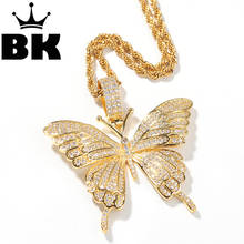 El rey ostentoso personalizó el collar de mariposa, HIPHOP, Circonia cúbica, oro, plata, piedra CZ 2024 - compra barato