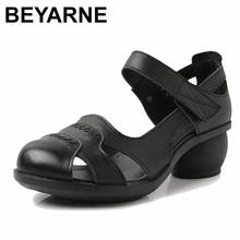 Beyne sandálias femininas de couro genuíno, artesanal casual confortável para mulheres, sapatos de verão 2020 2024 - compre barato