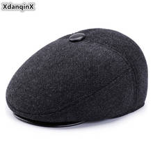 XdanqinX Winter Men's Warm Hat Thick Warm Berets Men Earmuffs Cap Male Bone Dad's Hats 2019 New Middle-aged Fashion Winter Hat 2024 - buy cheap