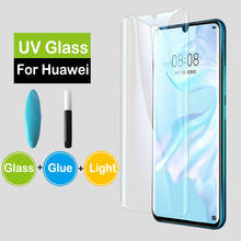 Cristal templado con pegamento completo para Huawei, Protector de pantalla de pegamento UV líquido 100D para Huawei P40, P30 Pro, P40, P30, P20, Mate 20 Pro Lite 2024 - compra barato