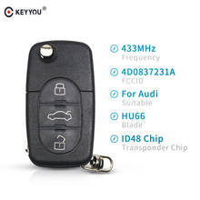 KEYYOU 433Mhz 3 Button Car Remote Key For AUDI 4D0837231A 4D0 837 231 A Flip Fold ID48 Chip For A3 A4 A6 A8 Old Models 1999-2002 2024 - buy cheap