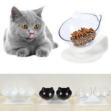 Trasparent миска для кошки с приподнятая подставка для кошек миска для кормления двойные миски Нескользящая миска для домашних животных для кошек кормушки для собак товары для домашних животных 2024 - купить недорого