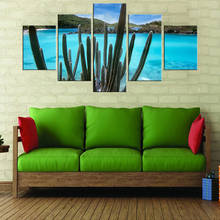 Wall Art Pictures Frame Living Room 5 PiecePcs Blue Sea View Cactus Plant Home Decoration Posters HD Printed Painting 2024 - buy cheap