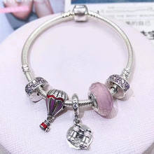 Pulseira telescópio prata baopon, com contas rosa, bracelete diy original, para mulheres, presente de natal, joia 2024 - compre barato