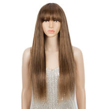 Trueme-pelucas de cabello humano con flequillo, cabello brasileño Remy, peluca completa con degradado, Color marrón, pelucas de cabello humano para mujer 2024 - compra barato