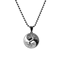 Hip Hop Yin Yang Dragon Tree Of Life Necklace Round Black Stainless Steel Pendant Men Necklaces Gothic Punk Jewelry 2024 - buy cheap