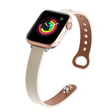 Correa de cuero para apple watch, banda de 42mm, 44mm, 40mm, iwatch Series SE 6 5 4 3 2 1, accesorios, bucle de 38mm, pulsera de repuesto 2024 - compra barato