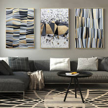Pintura geométrica abstracta en lienzo, carteles nórdicos en blanco y negro e impresiones, imagen artística de pared para decoración de sala de estar, sin marco 2024 - compra barato
