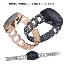 Correa de reloj de acero inoxidable para Samsung Galaxy Watch, correa de reloj de diamante de 22mm y 20mm para mujer, de 46mm/42mm, Gear S3 Classic 2024 - compra barato