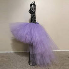 Lilac High Low Tulle Long Skirts Women Chic Tiered Lavender Tutu Puffy Formal Party Skirts Sash Ballet Custom made 2024 - buy cheap