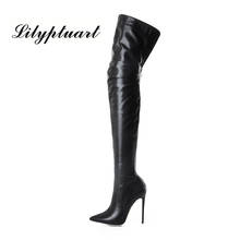 2020 European and American style patent leather fashion boots pointed super high heel large size over knee women's boots 2024 - buy cheap