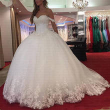 Vestido De Noiva White Lace Appliques Wedding Dresses 2019 Sweetheart Beaded Princess Bride Dresses robe de mariee 2024 - buy cheap