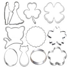 11 Piece Valentine's Day Stainless Steel Wedding Cookie Cutter Biscuit Mold Flower Fondant Cake Home Baking Printing Decorate 2024 - buy cheap
