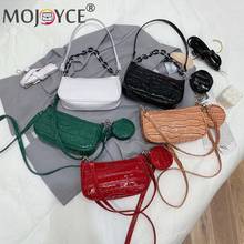 2-in-1 Casual PU Leather Thick Chain Underarm Handbags Vintage Alligator Pattern Women Shoulder Crossbody Bag with Clutch Purse 2024 - buy cheap