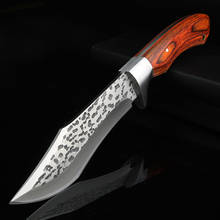 Высококачественные ножи с фиксированным лезвием для охоты из дамасской стали, деревянная ручка, открытый нож для выживания, Прямые ножи, инструмент 2024 - купить недорого