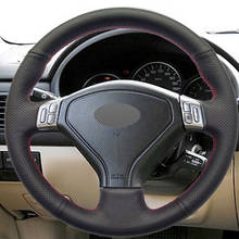 Capa de couro preto costurada à mão para volante de carro para subaru forester 2004-2006 outback 2004 2005 2004 legacy 2006- 2024 - compre barato