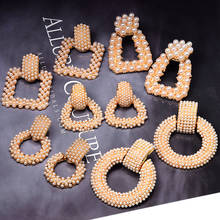 Wholesale Geometric Metal Pearl Dangle Drop Earrings High-Quality ZA New Jewelry Accessories For Women Fashion Pendientes Bijoux 2024 - buy cheap
