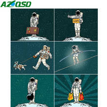 AZQSD-Bordado de diamantes completo, mosaico de astronauta y cielo estrellado, regalo de artesanía, pintura de diamantes escénica, decoración de la habitación de los niños 2024 - compra barato