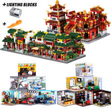 XINGBAO оригинальные строительные блоки, набор для дома, Строительные кирпичи, китайская модель, игрушки, светильник, с фигурным городом 2024 - купить недорого