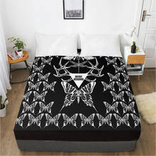 1pc capa de colchão lençol equipado com faixa elástica lençóis cama rainha king size lençol 160x200cm borboleta preta 2024 - compre barato