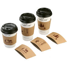 Funda para taza desechable de 12/16oz, accesorio personalizado de doble cubierta, para café, papel kraft, 200 Uds. 2024 - compra barato