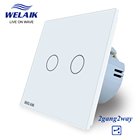 WELAIK Interruptor de Parede Interruptor Do Painel de Vidro Cristal Branco DA UE Interruptor de Toque Interruptor De Luz de Parede de Tela 2gang2way AC110 ~ 250 V A1922CW/B 2026 - compre barato WELAIK Interruptor de Parede Interruptor Do Painel de Vidro Cristal Branco DA UE Interruptor de Toque Interruptor De Luz de Parede de Tela 2gang2way AC110 ~ 250 V A1922CW/B 2026 - compre barato