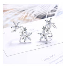 Korean Fashion 925 Sterling Silver Flower Star Stud Female Wedding Party Birthday Jewelry Large Earrings With Pair Of Piercings 2024 - buy cheap