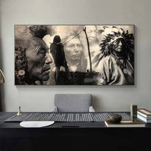 Quadro de pintura preto e branco indiano nativo, poster de impressões, arte em tela escandinavo, pintura de parede para sala de estar 2024 - compre barato