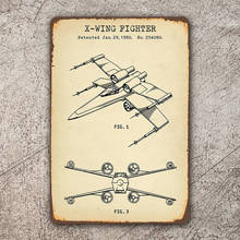 XWing Fighter Blueprint, señal de Metal Retro de charol Vintage/Cueva de hombre/Bar/Pub 2024 - compra barato